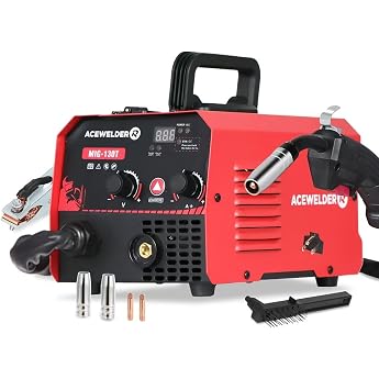 ACEWELDER - MIG Gasless Flow Core Welder 130A 110V Portable IGBT Synergy Welding Machine