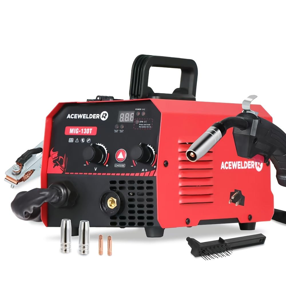 130A Gasless Flux Core MIG Welder Welding Machine 110V Portable IGBT Inverter Synergy Welder Machine