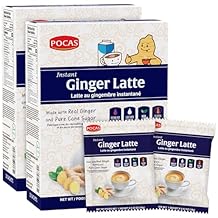 Pocas Ginger Latte Instant Tea 2-Pack, Ginger Extract Blended with Non-Dairy Creamer, Pure Cane Sugar, and Real Milk, 20 Packets per Box