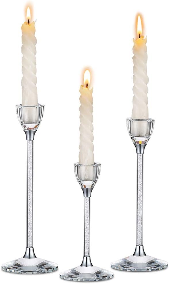 Nuptio Crystal Candle Holder Candlestick Holders for Taper