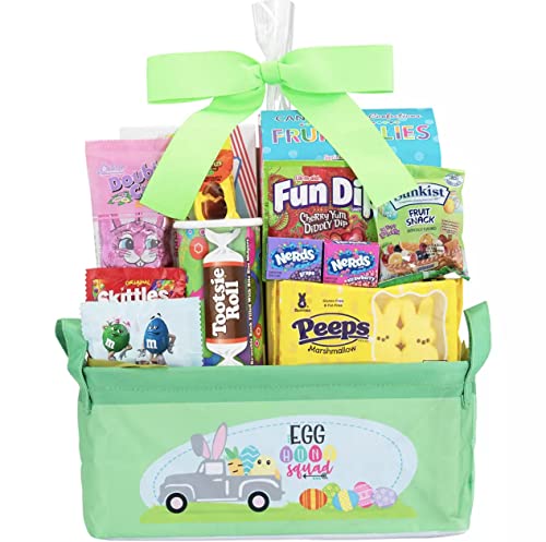 Easter Canvas Basket (Design Varies) | Variety Pack, Individually Wrapped Candy, Great For Easter Hunt | Palmer Chocolate Bunny, A Tootsie Roll Bank, Marshmallow Peeps, Skittles, Sunkist Fruit Snacks, Airheads, Lik-M-Aid Fun Dip, And Ten Piece Box Of Sonic Freezer Bar Treats | Sameday Shippers Wishes You Happy Easter Hunt, Great Family Activity. #TOP2