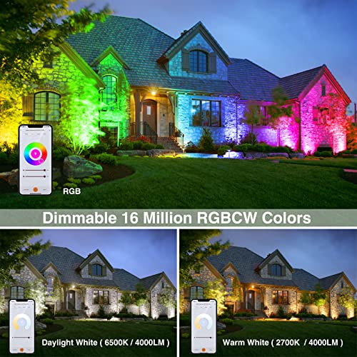 Onforu Rgbcw Led Flood Light 500W Equiv 2 Pack, Wifi Controlled Uplights 2700K-6500K Color Changing Stage Lights Work With Alexa, Ip66 Smart Floodlight Outdoor For Events Party Landscape, Timing #TOP3