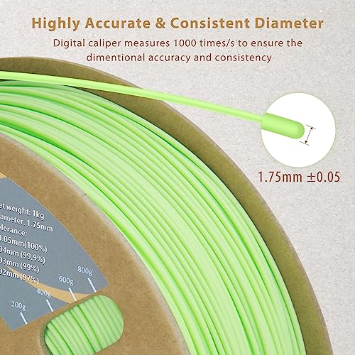 Image of DURAMIC 3D PLA+ Printer Filament 1.75mm PLA Plus Neatly 1Kg Spool(2.2lbs) | PLA Pro Tougher and Stronger, Dimensional Accuracy Probability + /- 0.02mm Neon green