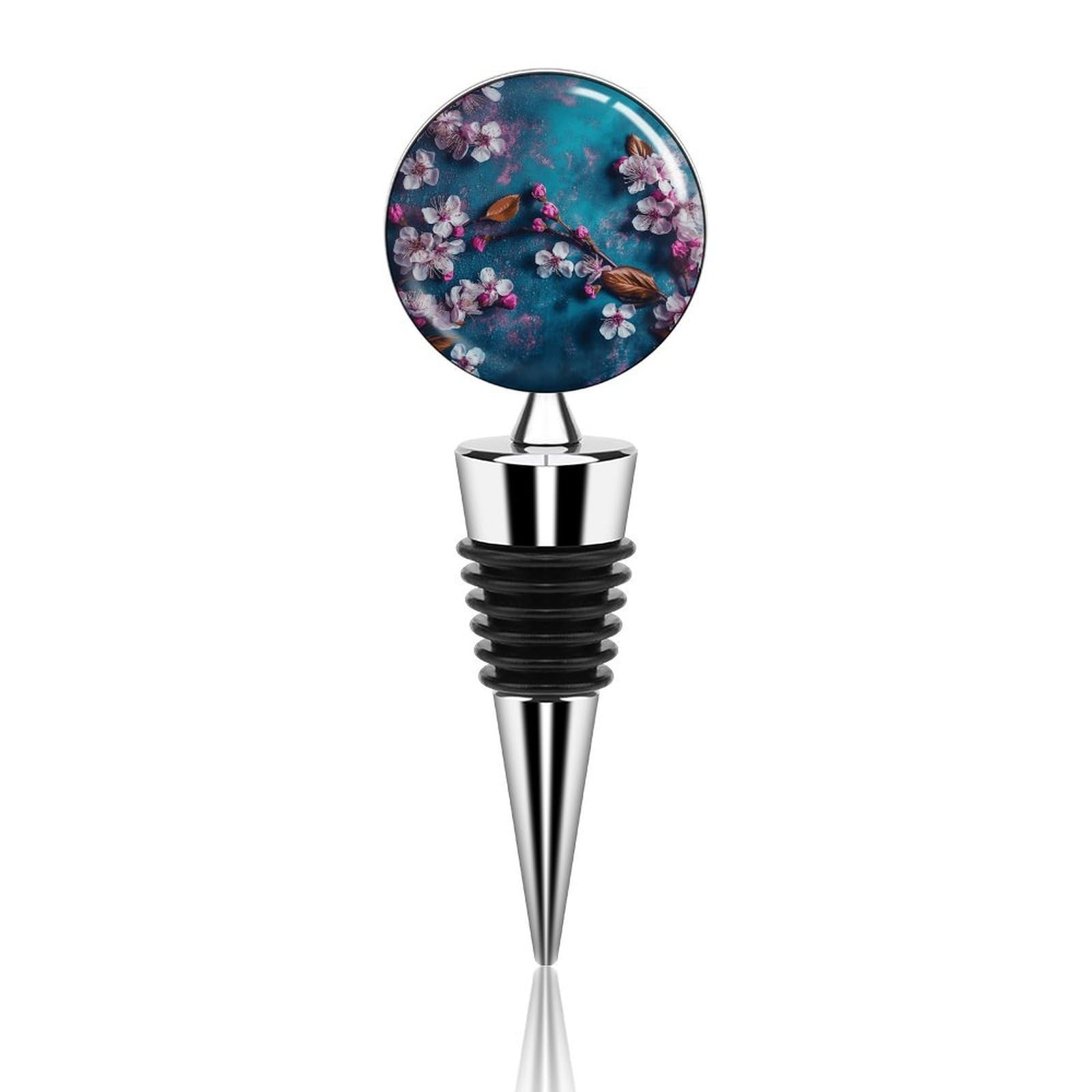 Bouchon de bouteille vin réutilisable fleur bleu idée cadeau Noël