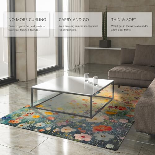 Tapis bohème pour chambre et salon lavable grand format motif vintage - 4