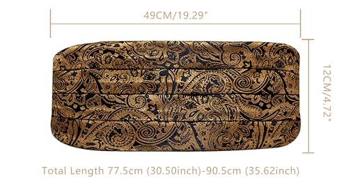 Image of YOHOWA Men Cummerbund Bow Tie Set Silk Paisley Formal Pre-Tied Bowtie Pocket Square Cufflinks Wedding Party Prom