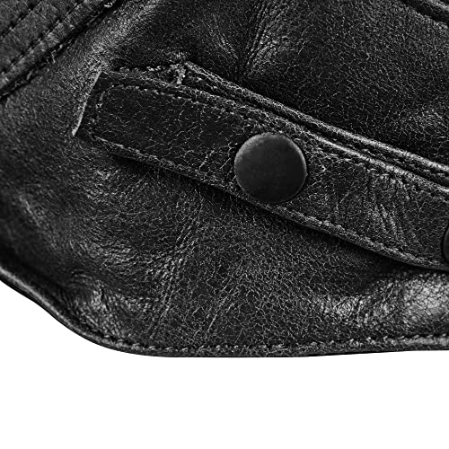 Cabriohaube Cabriomütze Fliegerhaube Oldtimermütze Leder in Schwarz inkl. Panorama Brille Herren Damen Unisex - XL N