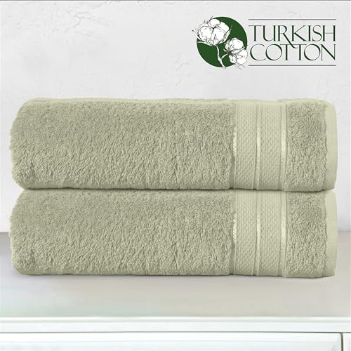 Image of Elegant Comfort Three Line Popcorn Towel Set for Bathroom 27 x 54 inches, Premium Hotel Quality 2-Pack Bath Towels, 100% Turkish Cotton, Soft and Durable, Quick Dry and Highly Absorbent, Jade Green