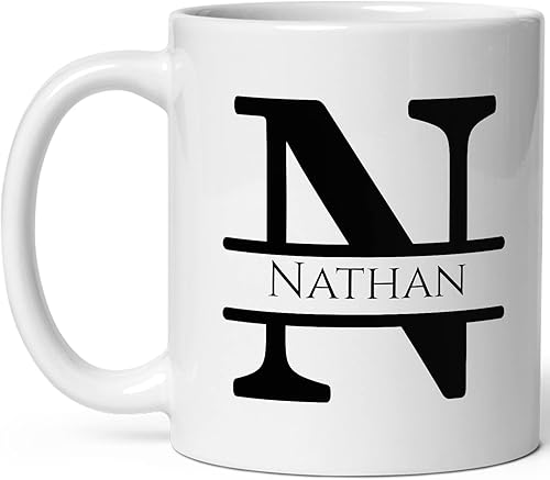 Taza de café personalizada con monograma, letra inicial N personalizada para mujeres, hombres, niñas, niños, papás, mamás amigos, taza de café