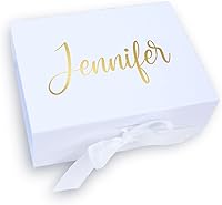 Ohongs Design Studio Personalized Bridesmaid Proposal Gift Box - Custom Magnetic Lid, Ribbon Finish for Weddings, Birthdays, Mother's Day - Made in USA