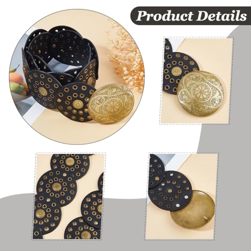 DICOSMETIC 1.05M Women's Boho Disc Belt Vintage Waist Belt Wide Western Leather Belts 9cm Wide Cowgirl Belts for Skirts Dress4