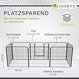 Juskys Welpenauslauf Plus 160x160x80 cm - Welpenlaufstall 8-teilig aus Metall - Freigehege mit Tür - Welpengitter für Hunde, Hasen & Kleintiere
