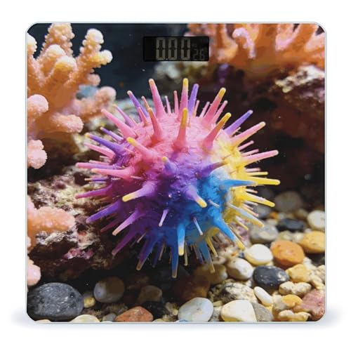 Báscula digital de baño con plataforma de vidrio templado y pantalla LED miniatura 1