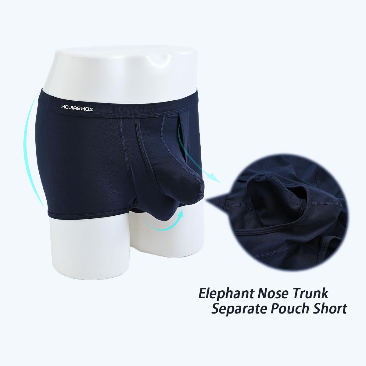 JINSHI Boxer sexy in modal da uomo con elefante biancheria intima da uomo separato a doppia tasca in cotone traspirante boxer slip M 3XL