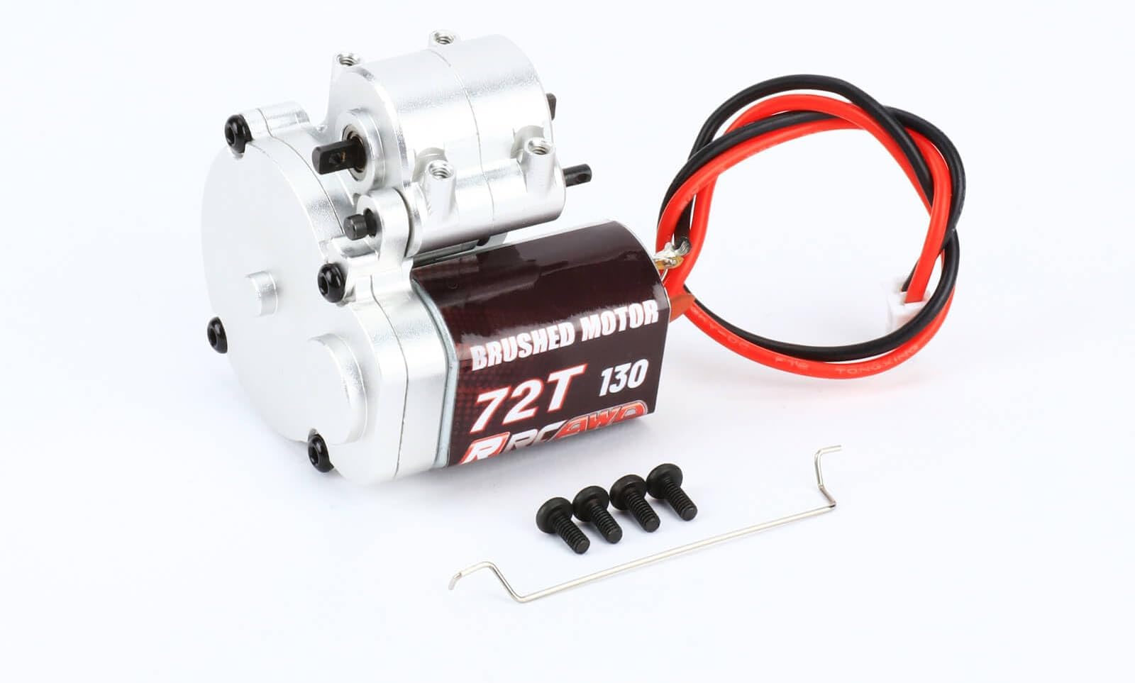 130 72T Motor and Center Gearbox for FMS FCX24 Smasher Power Wagon Electric Motor, Transmission Metal Gearbox Combo for 1/24 FMS Upgrades Parts Silver
