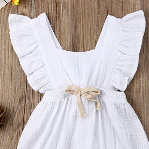 Infant Newborn Baby Girl Romper Ruffle Bowknot Bodysuit Jumpsuit Outfit Clothes Summer White/0-6M