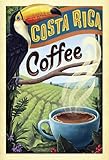 Retro Blechschild 20x30 cm Costa Rica Coffee Kaffee Werbung Bar Cafe Küche Geschenk historische Reklame Sammler
