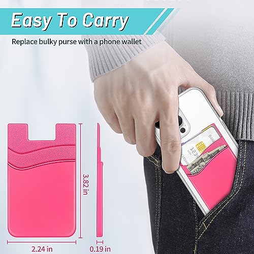 Image of SHANSHUI Phone Wallet Stick on, Card Holder for Back of Phone Double Silicone Credit Business Card Sleeve Pocket Compatible with iPhone, Samsung Galaxy and Every Smartphones (MultiColors-5pcs)