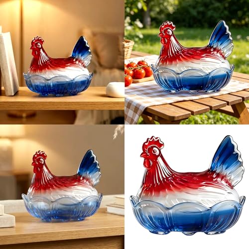 Gallina de cristal con tapa para caramelos, bandeja de servir postres y joyas 3