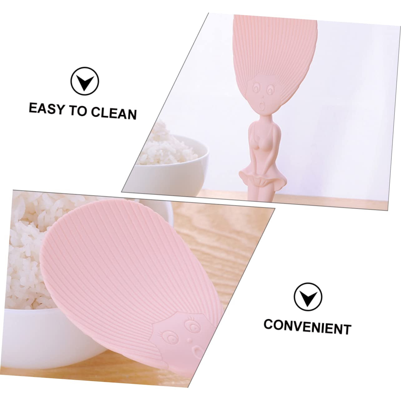 Unomor 2Pcs Standing Rice Spoon Paddle Creative Non Stick Kitchen Tool with Comfortable Grip for Serving Rice and Cooking and Combination