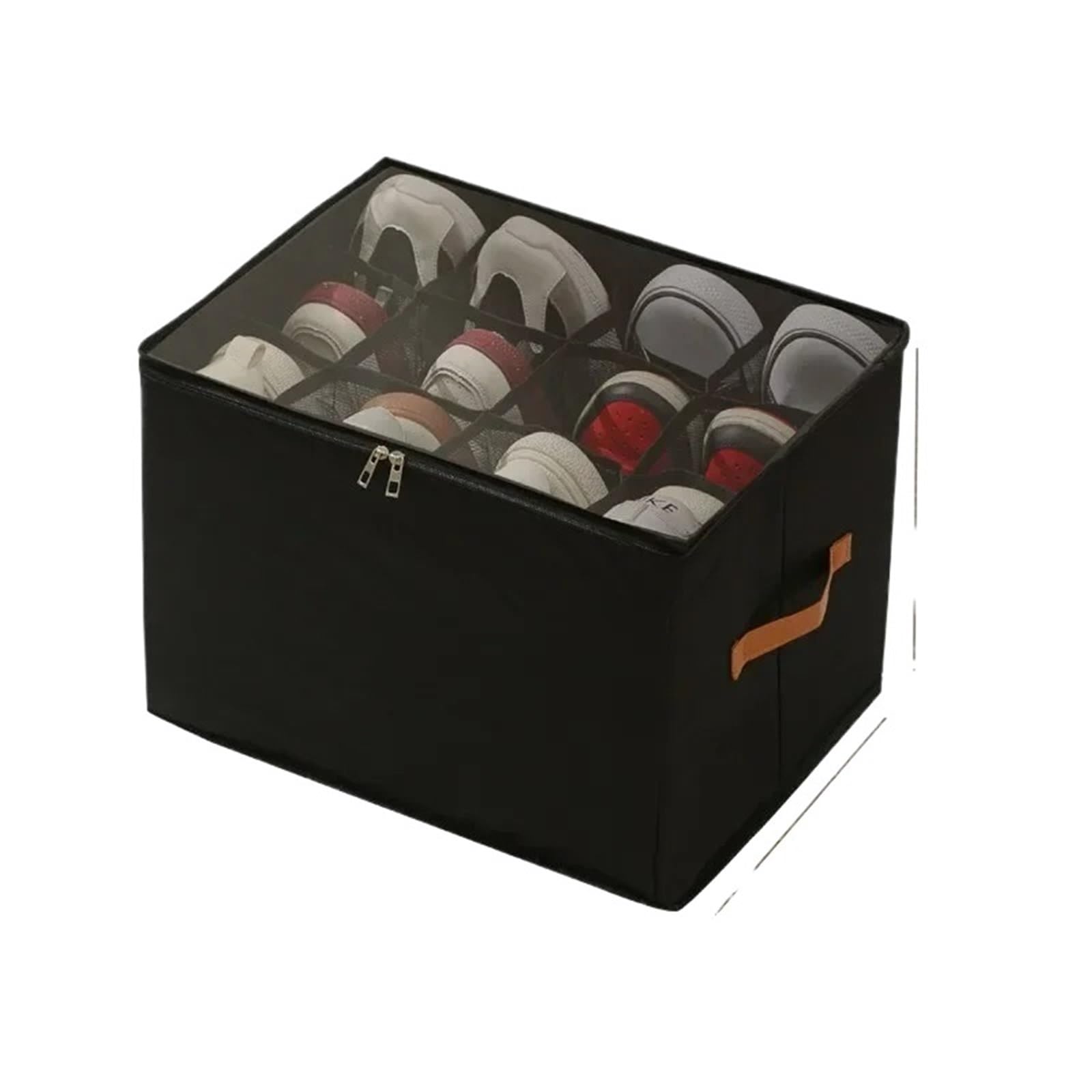 EWUHYFP Storage Boxes Multifunctional Grid Storage Shoe Box Foldable Fabric With Cover Dustproof And Washable Sundries(Black)