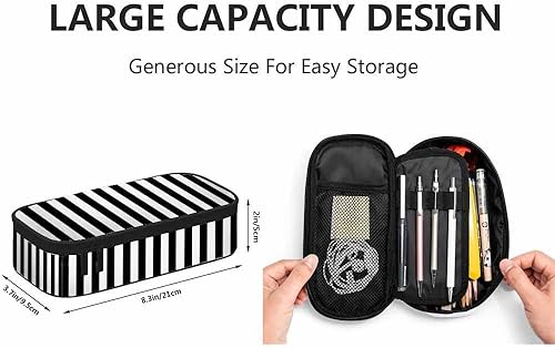 Miniatura 2 de Estuche de lápices de rayas Líneas abstractas Estuche de lápices de alta capacidad Bolsa de cosméticos Bolsa de cosméticos Negro Blanco