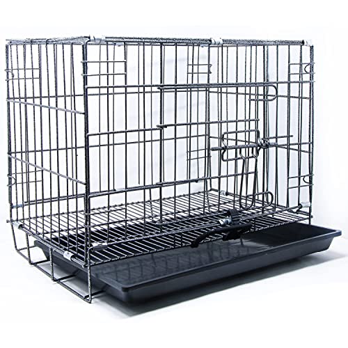 Image of Dog Trust Single-Door Folding Metal Dog Cage with Paw Protector Easy to Move with Removable Tray Suitable for Small Puppy (18 inch Black cage)