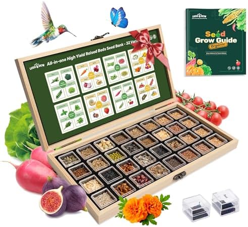 Lush&Dew Raised Garden Bed Heirloom Seed Bank, 32 Varieties 30,00...