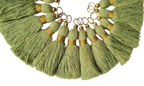 Image of Zippy Flora Micro 1.5 inch Length Cotton Handmade Tassels for Saree /Blouse /Dupatta /DIY /Decor (Pack of 12) (Seagreen)
