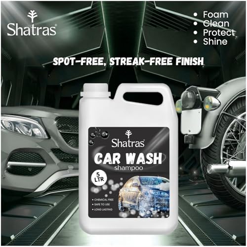 Image of Shatras Car Wash Shampoo - High Foam Car Cleaning Liquid | pH Neutral Formula | Scratch-Free Wash | Deep Cleaning & Extra Shine | Suitable for All Vehicles - 5L (BLACK)
