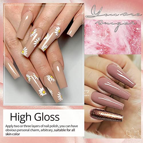 UR SUGAR Esmaltes Semipermanentes Pintauñas Gel Uñas - Piel Natural Desnuda Pintauñas Esmalte de Uñas de Gel Soak Off UV/LED 6PC para Otoño Invierno Arte de Manicura - imagen 2