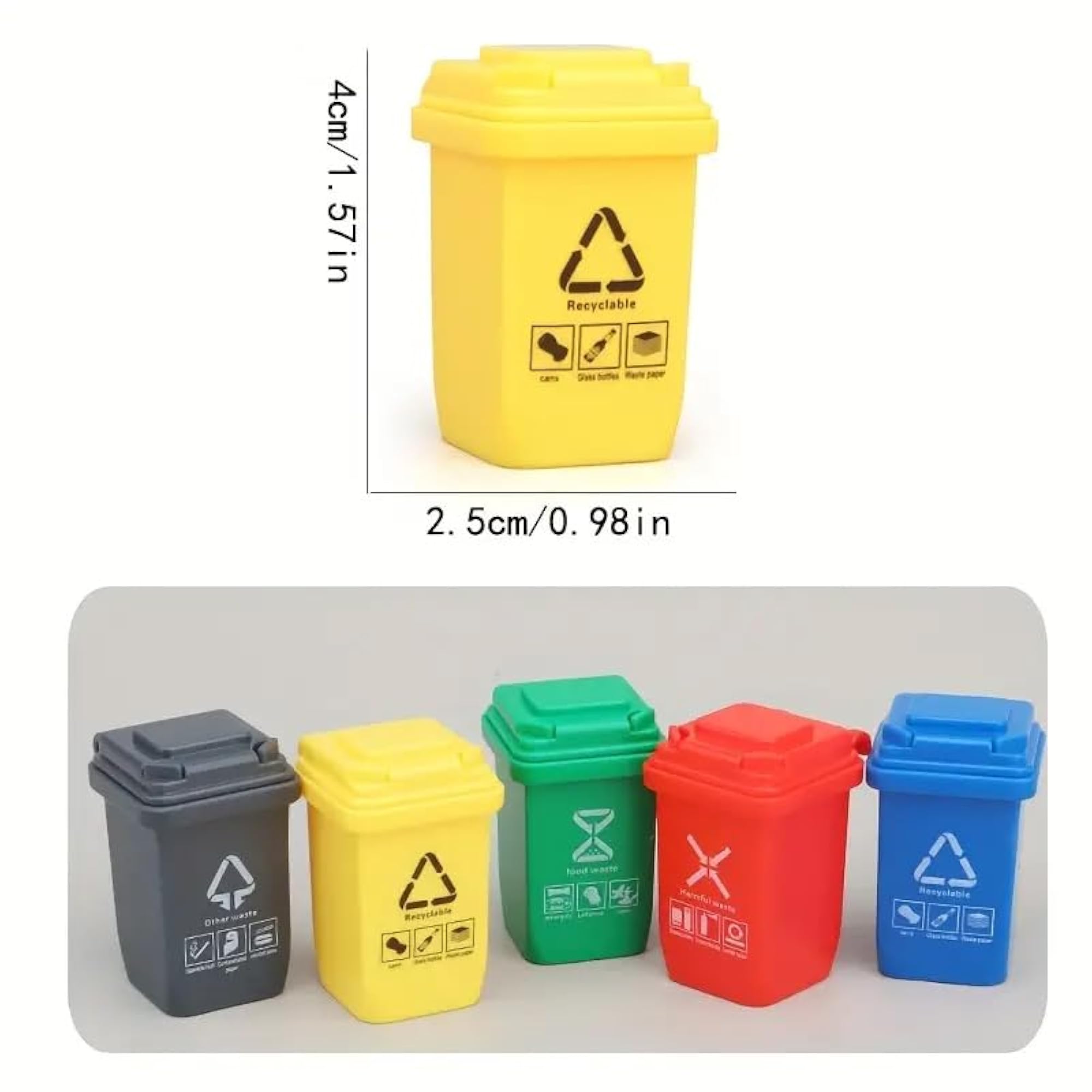 10Pcs Miniature Trash Can Scene Ornament Set