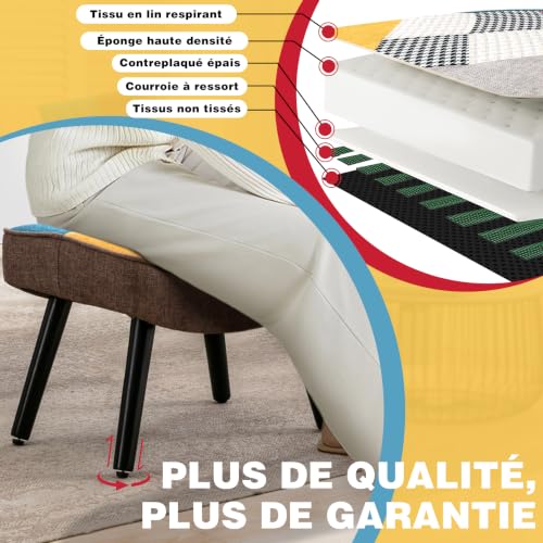 Repose-pieds patchwork multicolore tissu lin chambre entrée