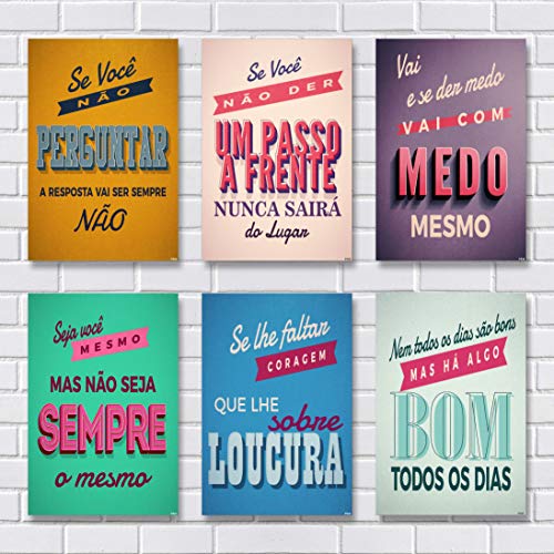 Kit Com 6 Placas Em Mdf - Frases Motivacionais - R+ Adesivos