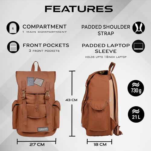 Image of F Gear Webster Canvas 21L Laptop Backpack Fits 18 inch Laptop 1 Main Compartment Drawstring Closure 3 Pkts Organizer Gifts for Men Women Boys Girls Adults Casual /College /School /Travel Bag