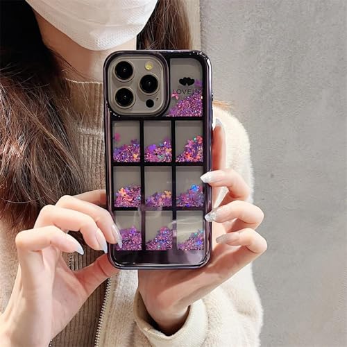 Coque iPhone 15 Pro Max Paillettes Sable Mouvant Violet