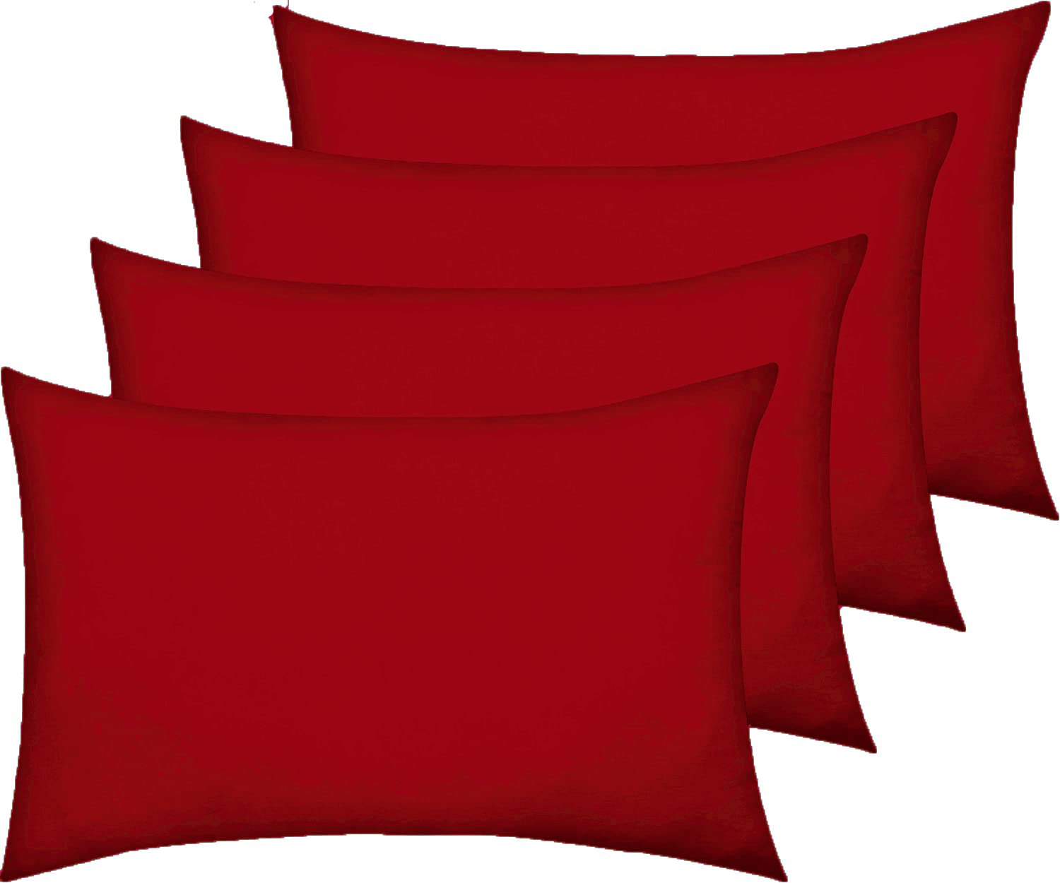 AmigoZone New 4 Pack Pillowcases Housewife Plain Cover Polycotton Percale Bedroom Pillowcases (Red, Housewife Pillow Cases 4 Pack)