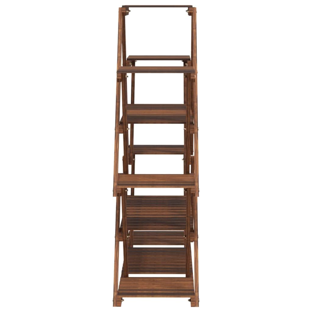 Soporte para flores de madera maciza de abeto carbonizado, 110 x 25 x 105 cm, resistente estantería para plantas con mucho espacio para decoración, ideal para salón, balcón o terraza.