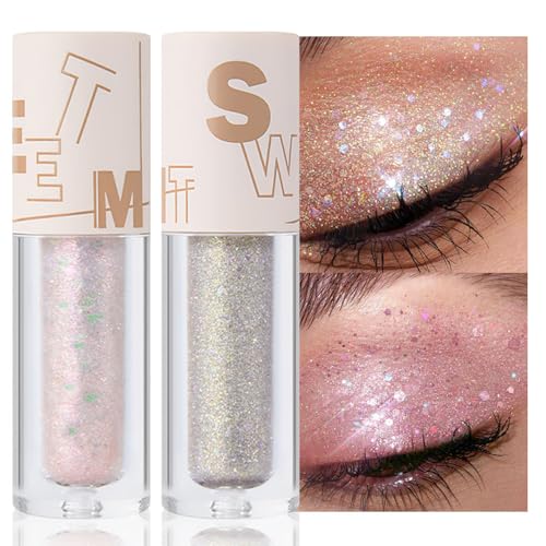 SUAKE Liquid Sparkling Glitter Eye Shadow Sticks – Crystal Silver...