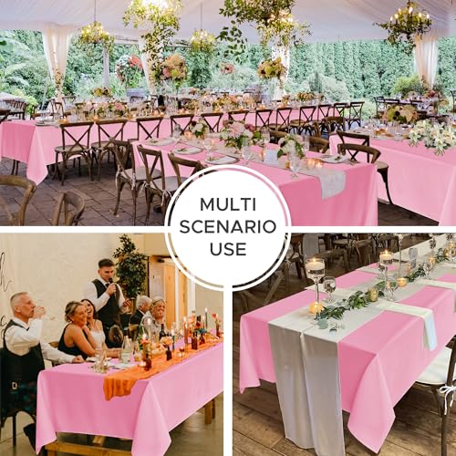 Fitable 8 Pack Rectangle Tablecloths: Stain Resistant Wrinkle Free Table Clothes, Washable Reusable Polyester Table Covers for Wedding Party Birthday Banquet Reception(Pink, 60x102 Inch) by Fitable - Used condition - Image 5