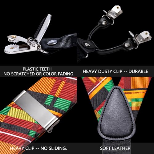 Image of YOHOWA Men Suspenders 6 Clips Strength Adjustable Y Braces Pre-Tied Bow Tie Set Formal Wedding Party