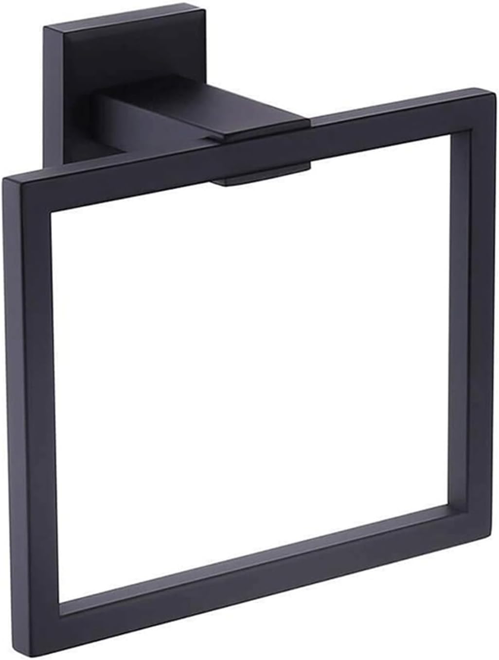 304 Stainless Steel Matte Black Towel Ring, Wall-Mounted Towel Rack, Square Shape, Suitable for Bathroom, Kitchen, Etc.