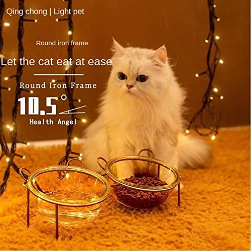NC Kat glas dubbele kom Djungaarse hamster Crystal kat kom beschermende cervicale wervelkolom kat voedsel pot kat kom… - Image 5