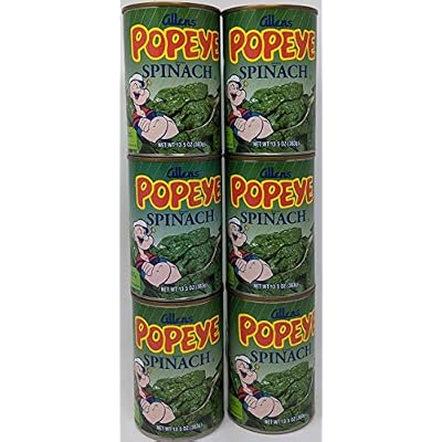 Allens Popeye Spinach bundle - 6 x 13.5 Oz Allens Popeye Spinach- Popeye Spinach Canned With Recipe Sheet