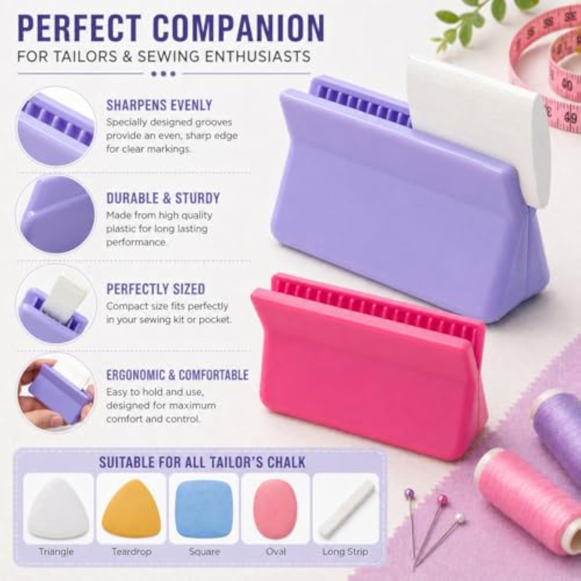 Tailor's Chalk Sharpener for Fabric Marking, Stainless Steel