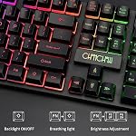 CHONCHOW Gaming LED Backlit Keyboard and Mouse Combo with Emitting Character Adjustable LED Backlight 3200 DPI USB Mouse Multimedia Keys Mechanical Feel for PC Resberry Pi Mac Ps5 (Black)