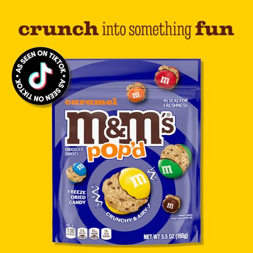 Image of M&M'S Pop'd Caramel Chocolate Crunchy Freeze-Dried Candy Bag 5.5 Oz
