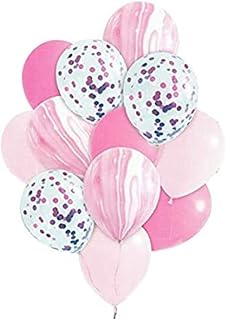 Crackles Pink Marble Balloon Set with Confetti Balloons for Birthday, Anniversary, Weddings, Engagement, House Warming Dec Price In India