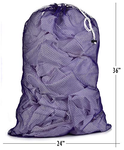 Commercial Mesh Laundry Bag - Sturdy Mesh Material With Drawstring Closure. Ideal Machine Washable Mesh Laundry Bag For Factories, College, Dorm And Apartment Dwellers. (24" X 36" | Purple) #TOP1