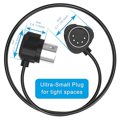 FORE 2-Pack 30cm 45-Degree Symmetry Angled MIDI Cable with Ultra-Small Plugs for Tight Space, 5-Pin Din MIDI Cable Compatible with MIDI Keyboard/Interface/Guitar Multi Effects 2-Pack 30cm